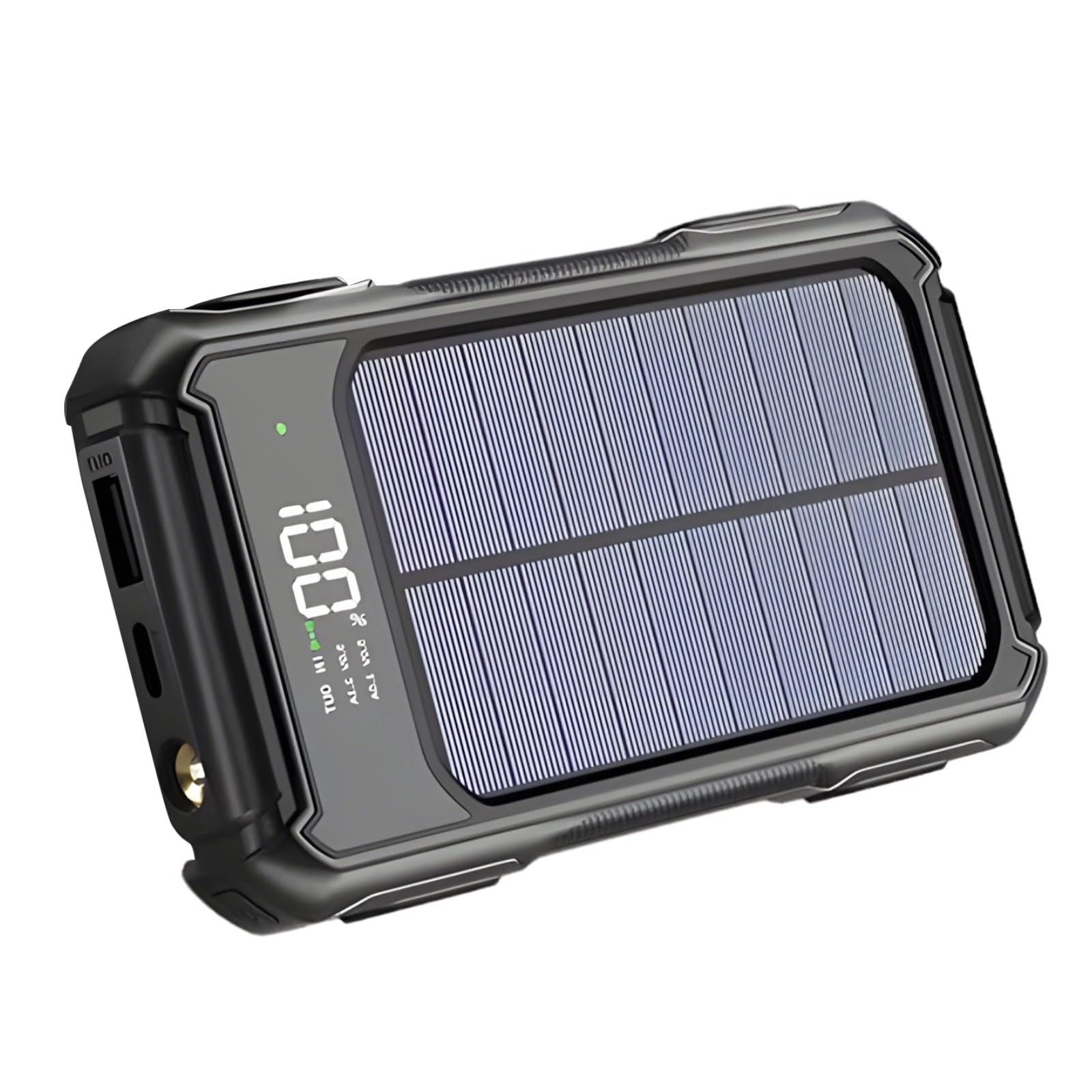 Banca di energia solare da 20000 mAh con cavi integrati, caricatore portatile con display a LED e torcia, batteria esterna a ricarica rapida per campeggio all'aperto, 14,9 x 7,3 x 2 cm