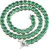 Apzzic 7mm Iced Out Emerald Tennis Chain Green Rhinestone Choker Cubic Zirconia Round Diamond Hip Hop Necklace Bracelet for Men Women