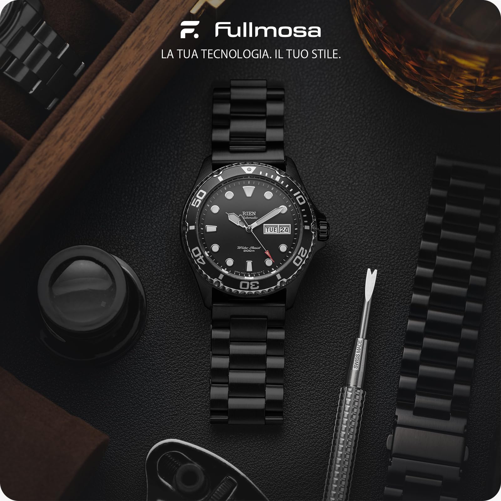 Fullmosa Cinturino 22mm 20mm 18mm Orologio in Acciaio Inossidabile a Sgancio Rapido per Uomo Donne, Cinturini 22mm Metallo di Ricambio per Smartwatch Compatible con Samsung Galaxy Watch/Garmin, Nero