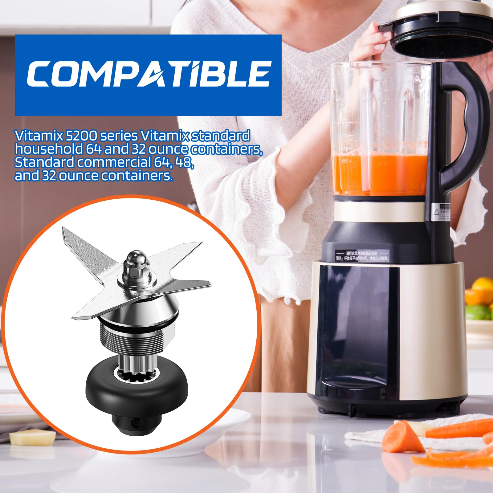 Accesorios de montaje de cuchilla de licuadora con llave inglesa y herramienta de extracción de enchufe compatible con recipientes Vitamix de 64 onzas y 32 onzas