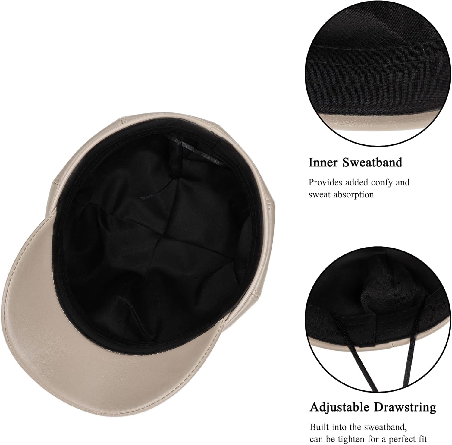 Voilipex Womens PU Leather Newsboy Cap 8 Panel Paperboy Newsie Cap Bakerboy Beret Cabbie Hat - Image 5