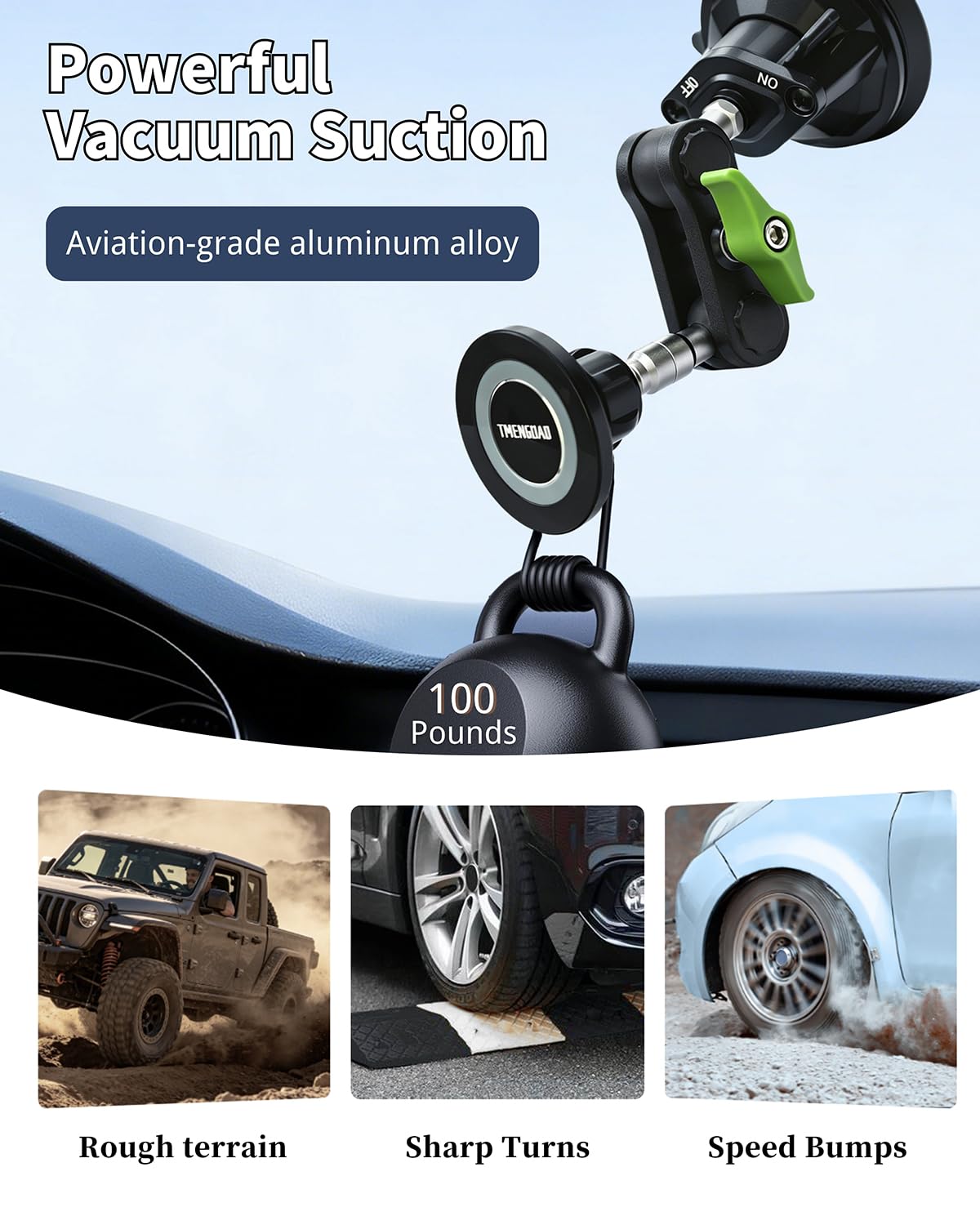 Magnetische KFZ-Handyhalterung, ultra stabile Windschutzscheiben-Handyhalterung, starker Saugnapf und leistungsstarker Magnet, 360° drehbar, langlebige Premium-Aluminiumlegierung, für alle