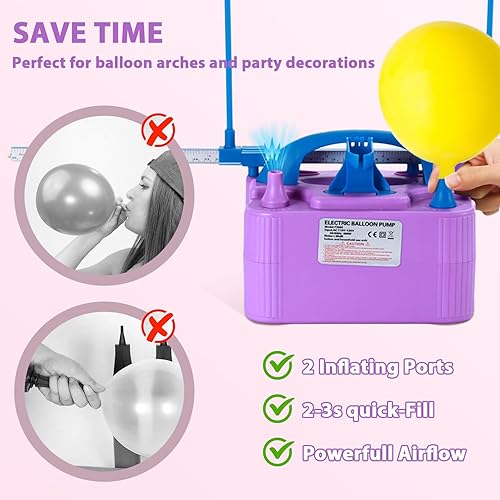 Miniatura 4 de Bomba de globo eléctrica, bomba de aire eléctrica de repuesto manual para globos, bomba de inflado de globo estándar de EE. UU., bomba eléctrica con