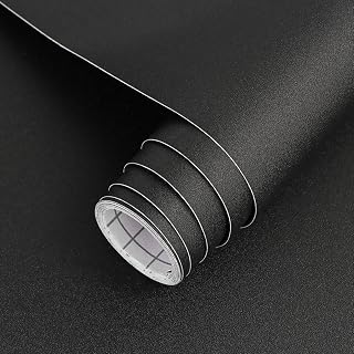 Matte Black Peel and Stick Wallpaper 17"x120", Self-Adhesive and Removable Vinyl Wallpaper Waterproof and Oil Proof Contact Paper for Cabinets Countertops Wall Covering
