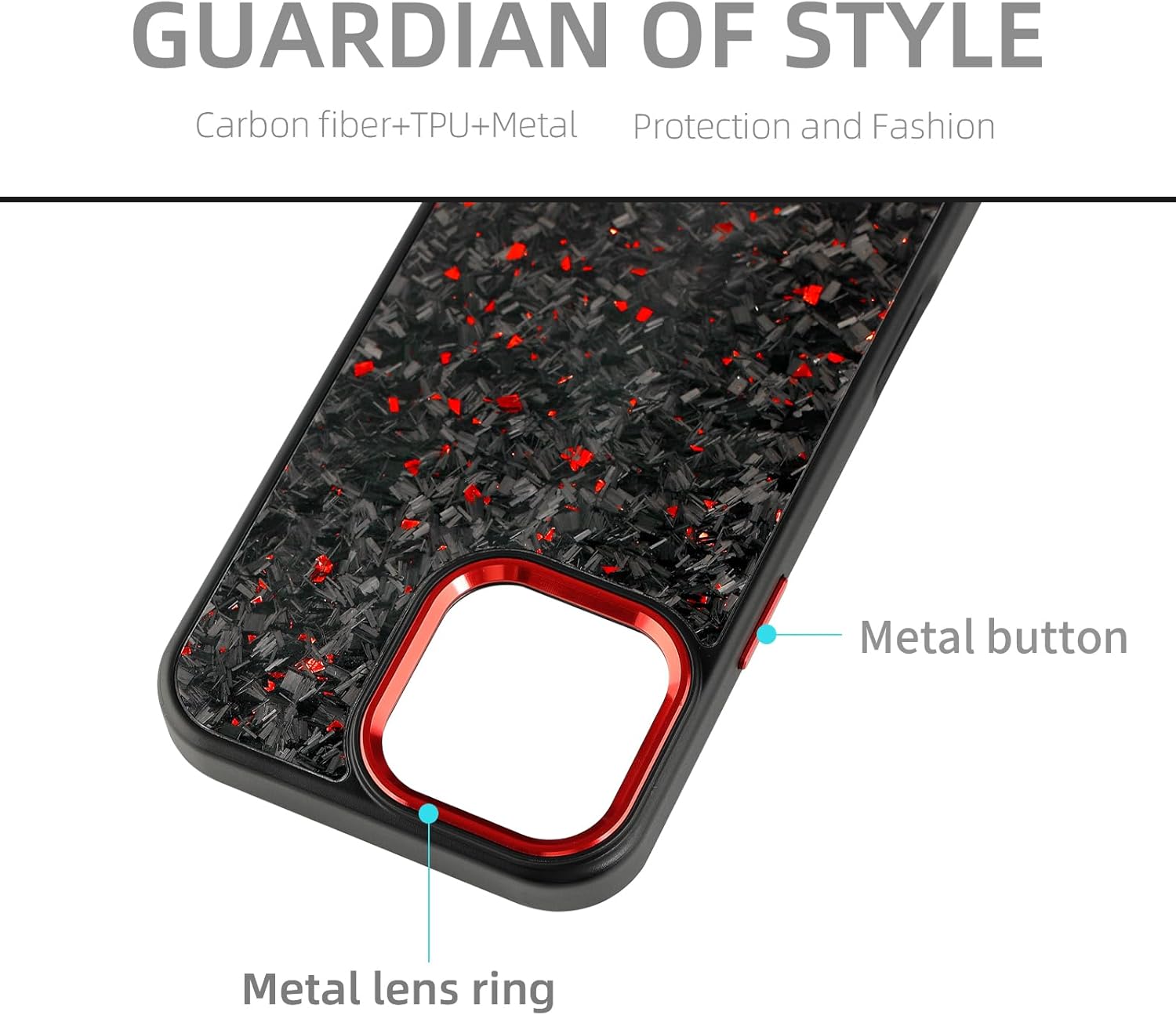 2025 New Forged Carbon Fiber Phone Case with Meta Frame & Buttons，Wireless Charging Compatible，Anti-Slip Magnetic Design，for iPhone 16/15/14/13/12/11 Pro Max (Red, 13 Pro)