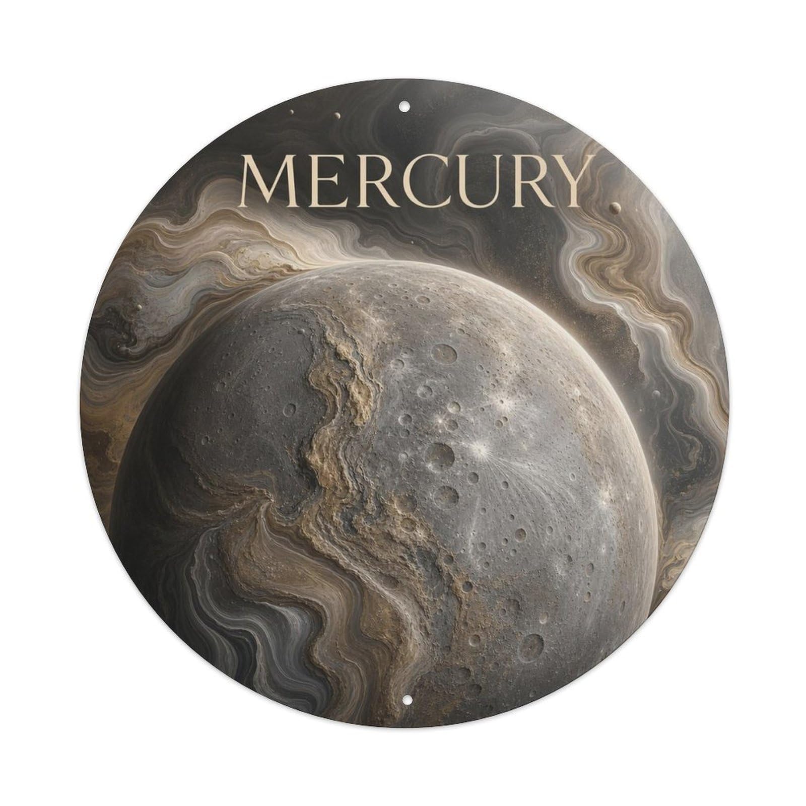 Deep Space Starry Sky Mercury Cratered Planet Celestial Metal Tin Sign
