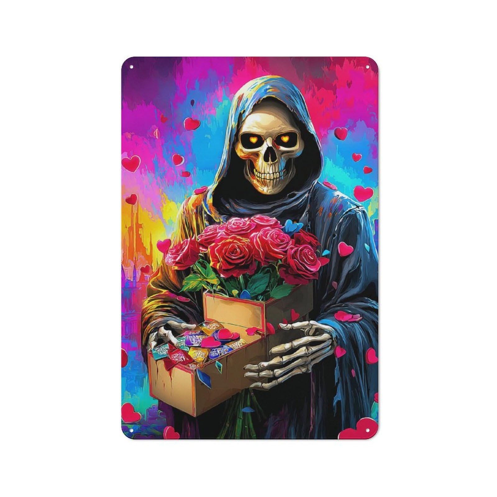 Junmoney Love's Grim Reaper A Valentine's Tale Vintage Metal Plaque 30X20cm For Dining Room Or Kitchen, For Dining Room Decor Fans