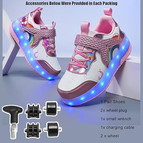 Miniatura 5 de Zapatos con ruedas para niños y niñas, patines, zapatillas deportivas con luz LED recargable para principiantes, el mejor regalo
