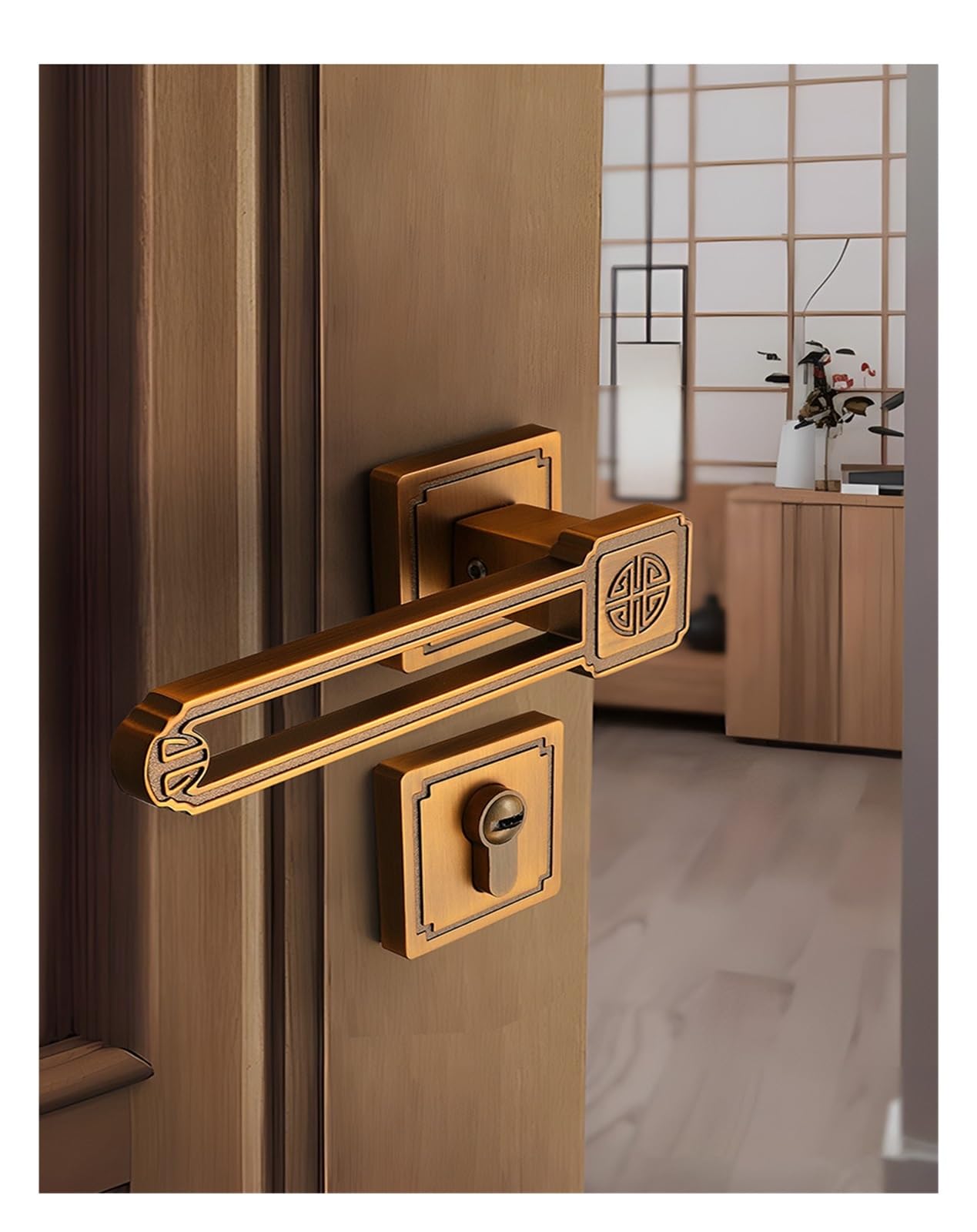 Serrure de porte de chambre chinoise en laiton et bronze pour un design intérieur raffiné