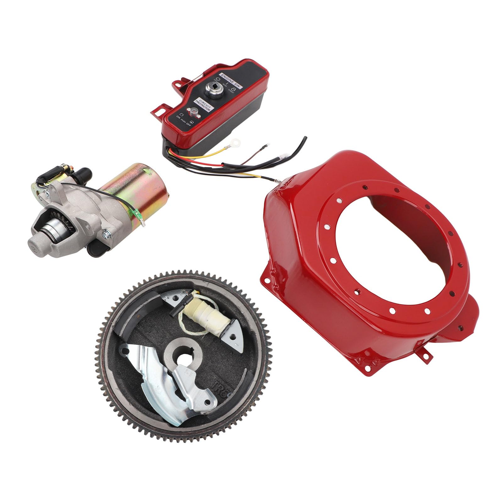 CHICIRIS Kit de Arranque Eléctrico Kit de Motor de Arranque de Metal ABS con Caja de Interruptor de Encendido Cubierta del Volante Bobina de Carga Fácil Instalación para Motores GX160 GX200