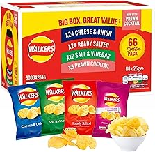 Kandy Collection Sold by - Giant Crisps Multipack Snack Box - Pack of 66 x 25g Assorted Classic Walkers Crisps Bulk Buy. Multipack Crisps Potato Snacks