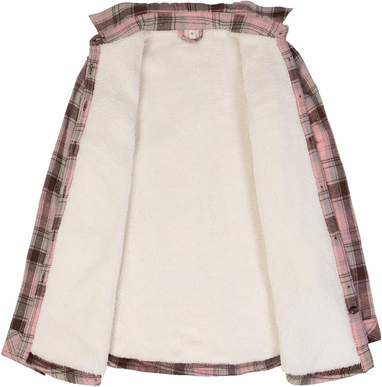 ThCreasa Womens Sherpa Lined Flannel Jacket with Hand Pockets, Plaid Button Down Fuzzy Shirt Jackets - Image 4