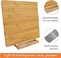 Vista 6 de Iswabard Tabla de bloqueo de 13 x 13 pulgadas para ganchillo con 15 varillas de acero inoxidable, tabla de bloqueo de ganchillo, cuadrado de bambú