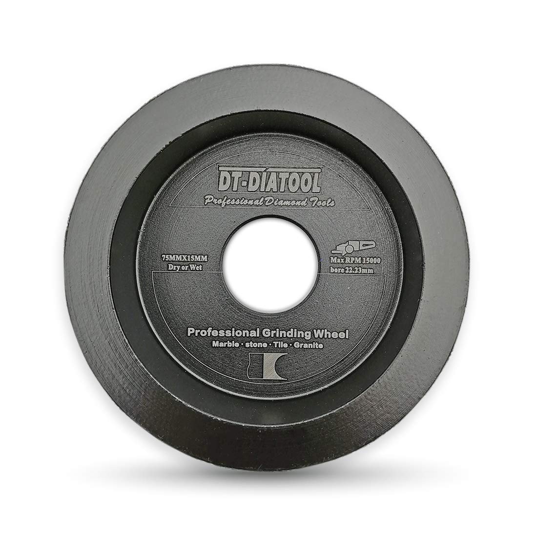 Muela de diamante soldada al vacío 75 mm (3") con eje borde semicircular, grano 60 7/8", varios tamaños(1,15mm)