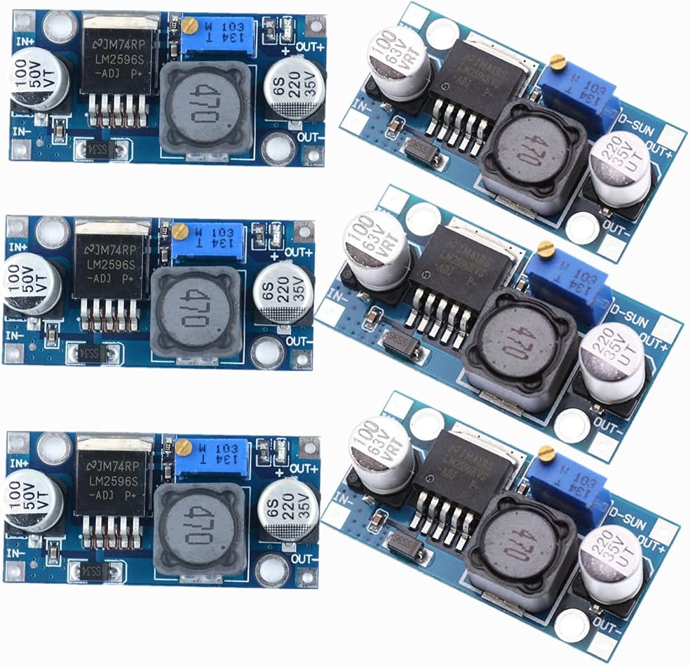 6 Pack LM2596 DC-DC Buck Converter, LM2596S Adjustable DC to DC Step Down Module DIP SMD Reduced Voltage Stabilizer Input 3.0-40V Output 1.5-35V High Efficiency Power Supply Regulator
