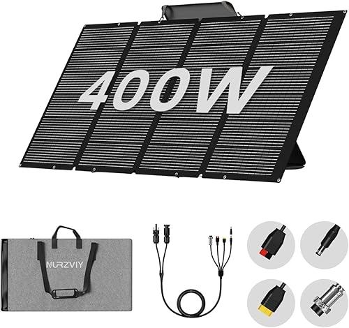 Miniatura 10 de Panel solar plegable de 400 W, ligero, soportes mejorados para una fácil instalación, cargador solar portátil con soporte ajustable, impermeable de