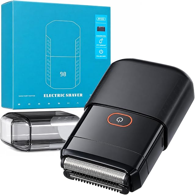 Rasoirs électriques pour hommes Razor électrique portable pour le visage IPX7 Nettoyant imperméable à l'eau humide/sèchez avec le rasoir sans fil LED Affichage 2 Lames flottantes USB Trimeur rapide de la barbe faciale de charge pour la maison de voyage