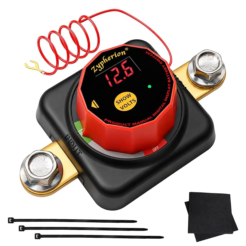 Chave Seccionadora de Bateria Lateral com Voltímetro LED Zypherion 6 V–36 V – 1 unidade