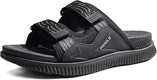 Sport Sandalen Herren mit Weiche Fussbett Latschen Sommer Leicht Offen Klettverschluss Schlappen
