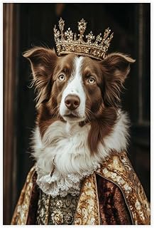 Aristocratic Australian Shepherd, Funny Dogt, Renaissance Painting, Portrait, Quirky Animals, Canvas Art Poster And Wall Art Picture Print Modern Family Bedroom Decor Posters Unframe-style 12x18inch