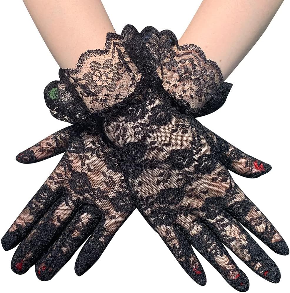 Guanti Damigelle Senza Dita Guanti Di Pizzo Fingerless Bianchi Per Prima Comunione, Battesimo O