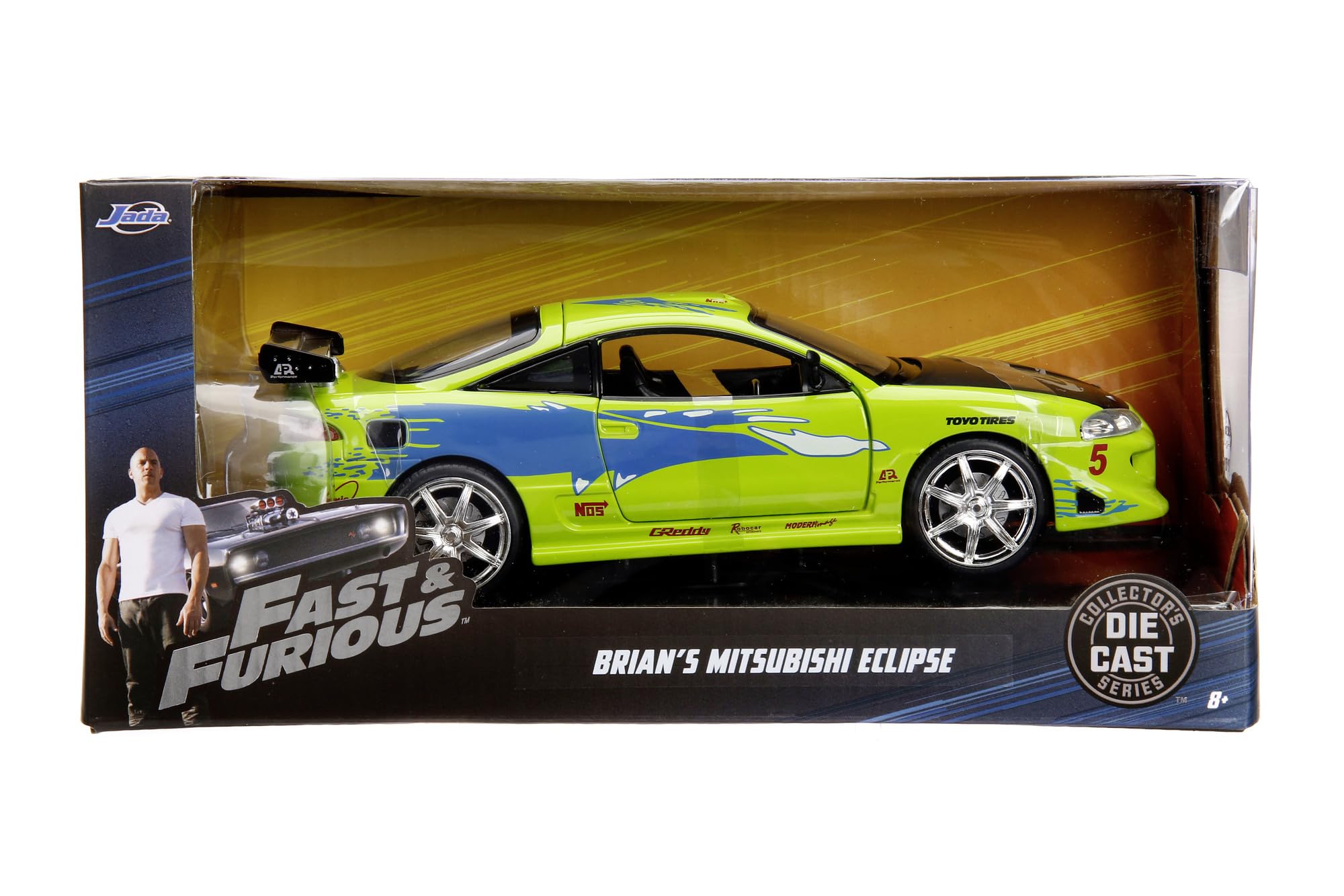 Fast & Furious 1995 Mitsubishi Eclipse 1:24 modèle de Voiture moulée sous Pression, Jouets pour Enfants et Adultes, véhicule à Collectionner et à Jouer