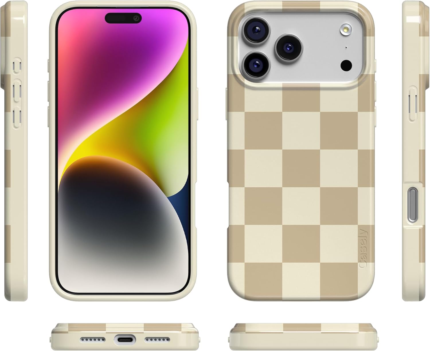 Casely iPhone 17 Pro Max Case | Fit Check | Neutral Checkerboard | Compatible with MagSafe | Classic Ultra Slim Design - Image 9