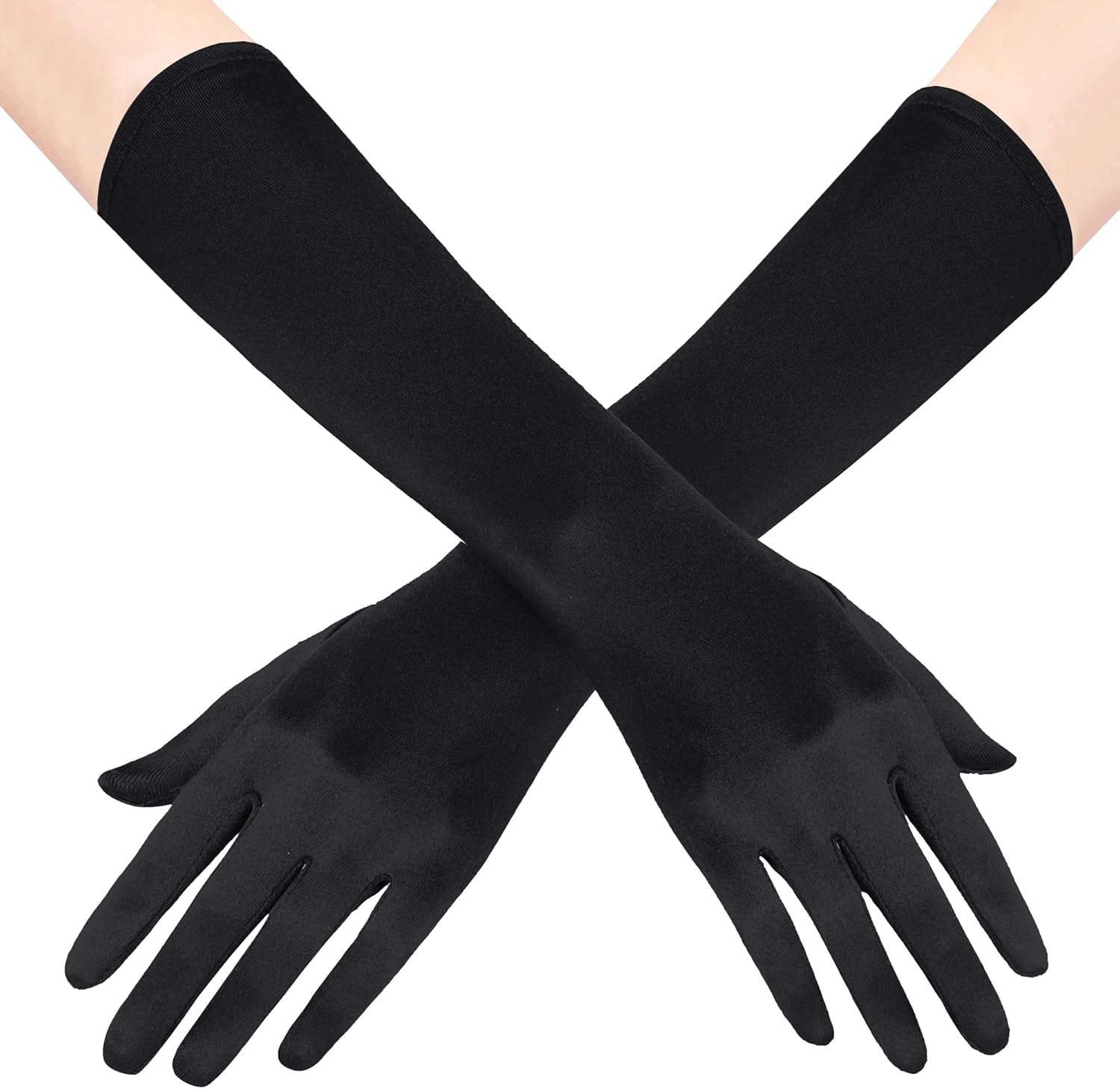 BABEYOND Long Opera Party 20s Satin Gloves Stretchy Adult Size Elbow Length 15 Inches Women's Faux Fur Shawl Party Faux Fur Collar Fur Wraps for Winter Bridal Wedding Cover Up