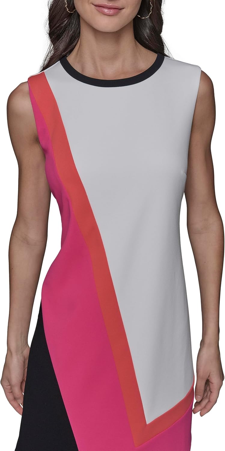 KARL LAGERFELD Women's Patterned Scoop Neck Sleeveless Aline Dress