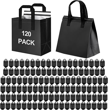 SAMORADREA 120 Pack Insulated Take Out Bags Bulk Thermal Insulation Take Away Bags for Cold/Hot Food for Travel Pizza Coffee Milk Catering Restaurant Picnic