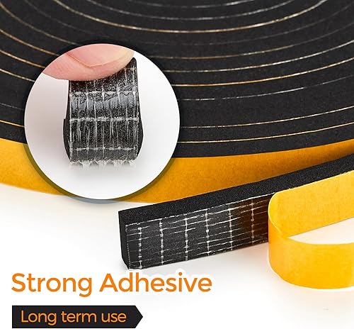 Miniatura 3 de Tira de sellado de puerta de 1 ancho x 38 pulgadas de alto, cinta aislante de puerta, cinta de espuma de alta densidad para marco de puerta,