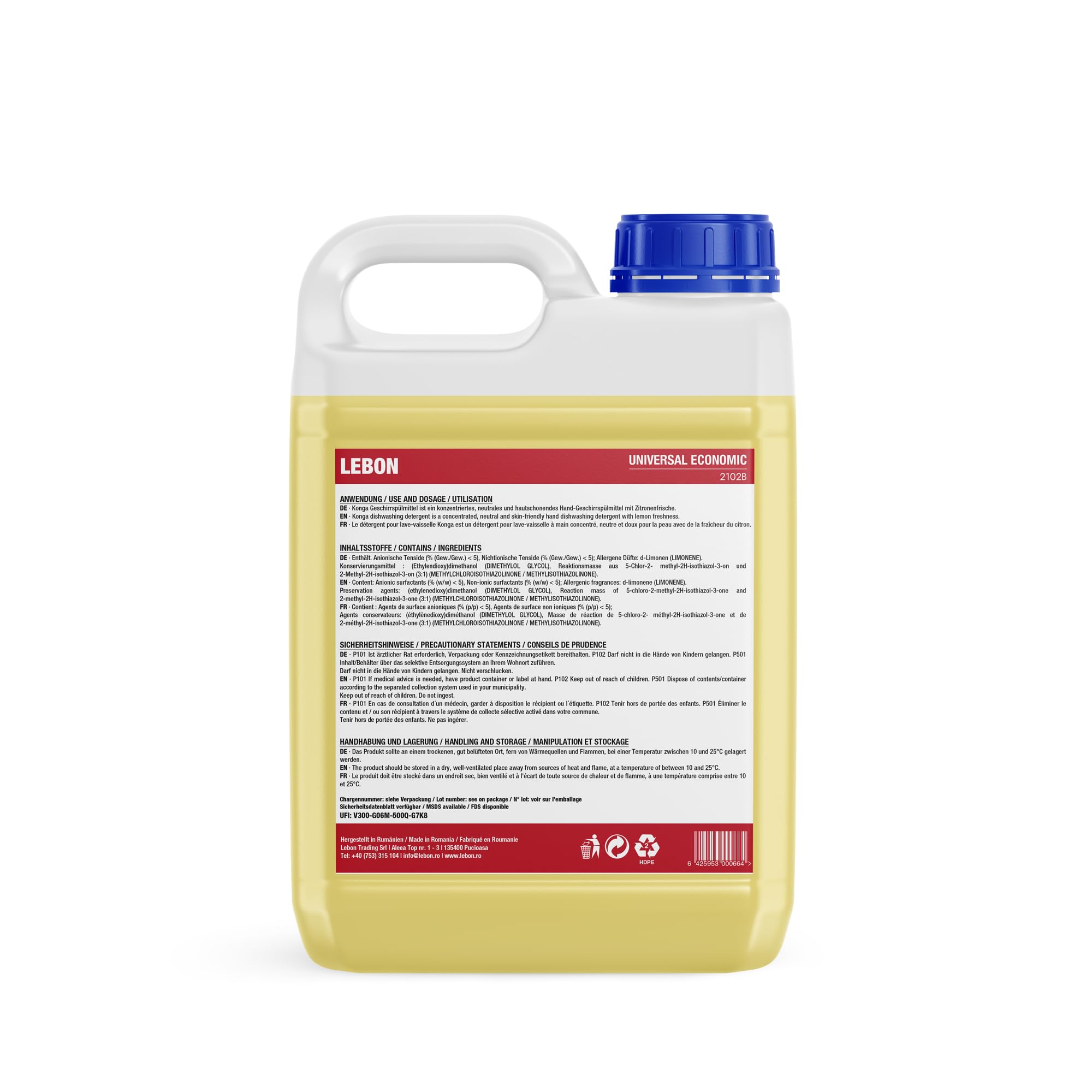 Konga Detersivo universale per lavastoviglie – Detergente multiuso concentrato per stoviglie, pH neutro, per gastronomia, industria e casa (5 l)