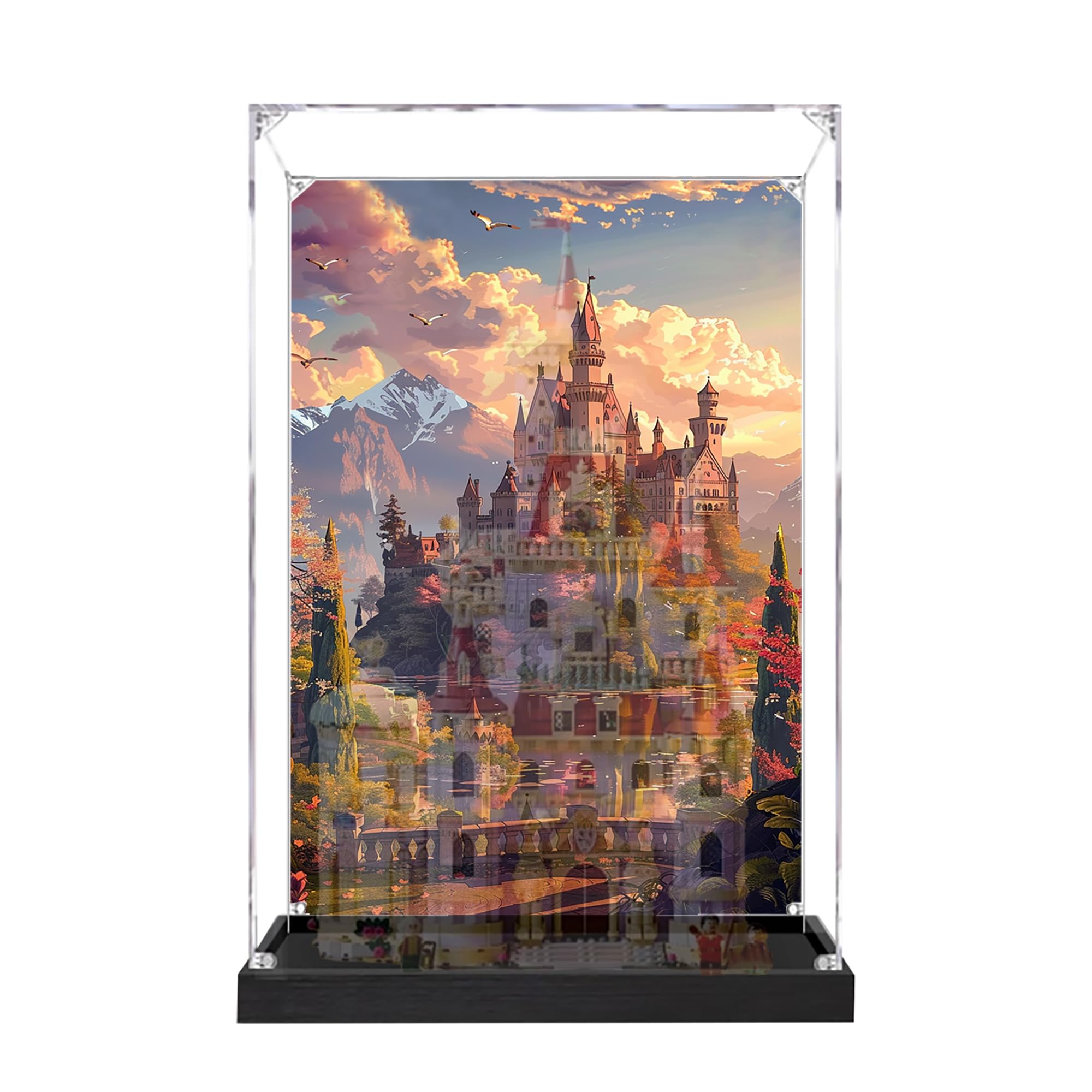 Qixindgyh Black Acrylic Display Case For Lego 43263 Beauty And The Beast Castle Model, 3Mm Dustproof Display Box, Display Case Compatible With Lego 43263 (Model Not Included) (Background Base B)