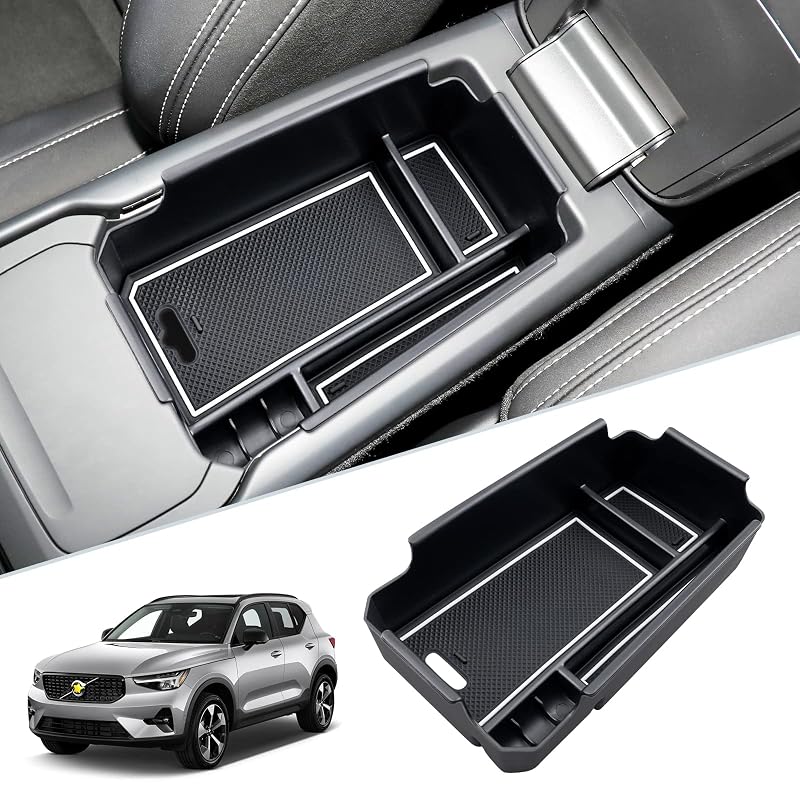Organizador de Console Central para Volvo XC40 2018 a 2026 SKTU em ABS Branco