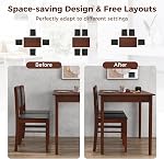 GOFLAME 5-Piece Dining Table Set for 4, Rectangular Kitchen Table & 4 Chairs with Solid Wood Legs, Padded Seat & Backrest, Upholstered Dinette Set for Dining Room, Breakfast Nook, Restaurant (Brown)