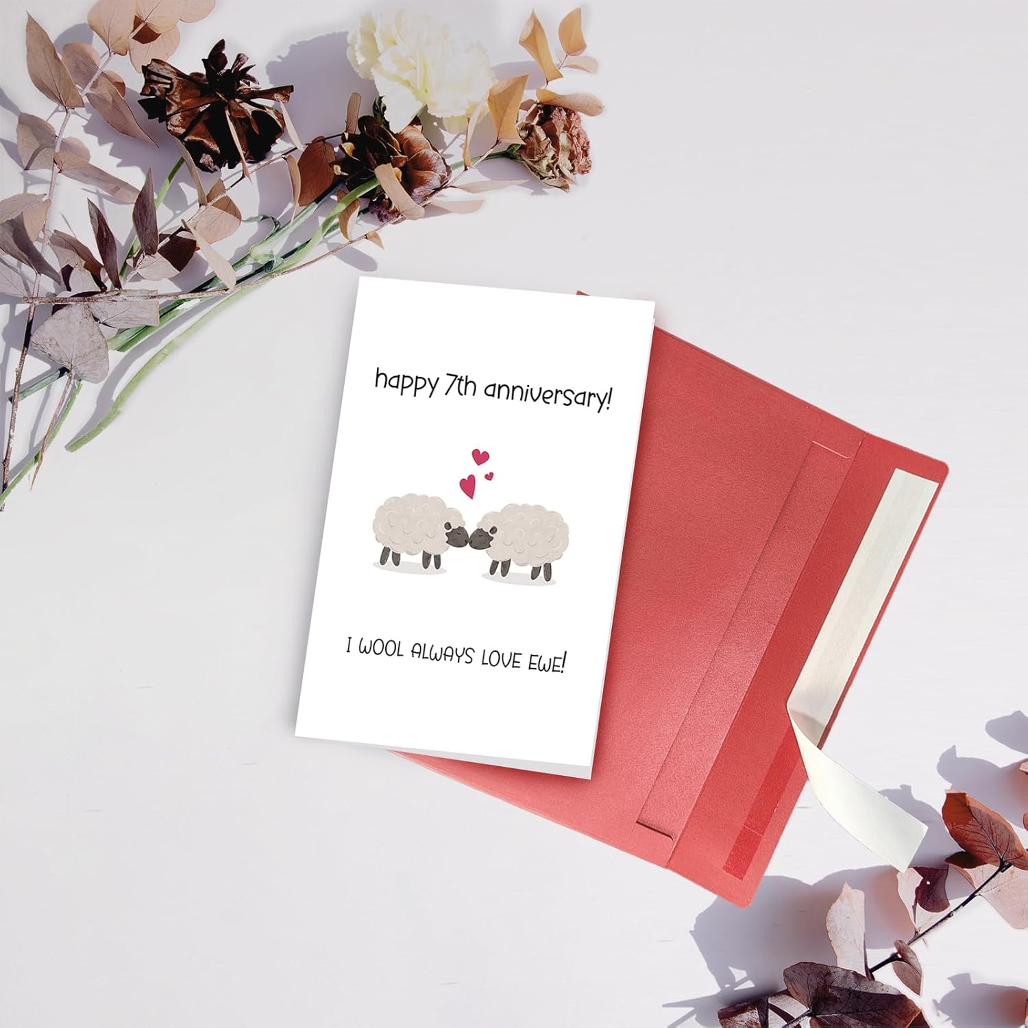 Funny 7 Years Anniversary Card, Wool Anniversary Card for Him Her, Seventh Anniversary Card for Husband Wife, Seven Years Anniversary Card - Image 3