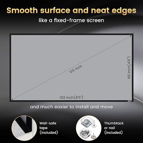 Miniatura 5 de Pantalla de proyector ALR para montaje en pared estándar, alto contraste, 70% ALR, alto brillo, 2.7X, ganancia, 120 pulgadas, 169, gris SilverMagic