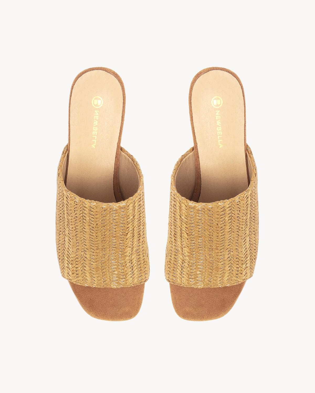 NEWBELLA Women's Raffia Heeled Sandals - Chunky Block Heel Espadrille Slide Sandals with Square Toe for Beach Summer Comfort - Image 7