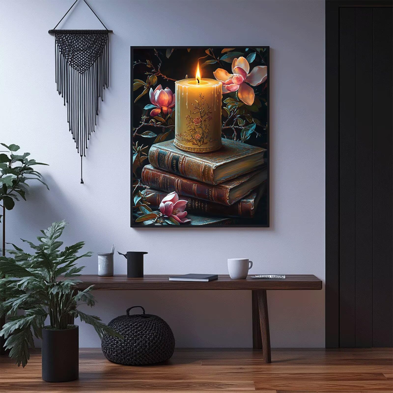 5D Diamond Painting Kerze Diamant Malen Nach Zahlen 135x100 CM ZXSH7674 | Diamant-Vollabdeckung Buch Leinwand zum Bemalen, Kreatives Deko Wohnzimmer Büro Desktop Geschenke für Frauen Mann
