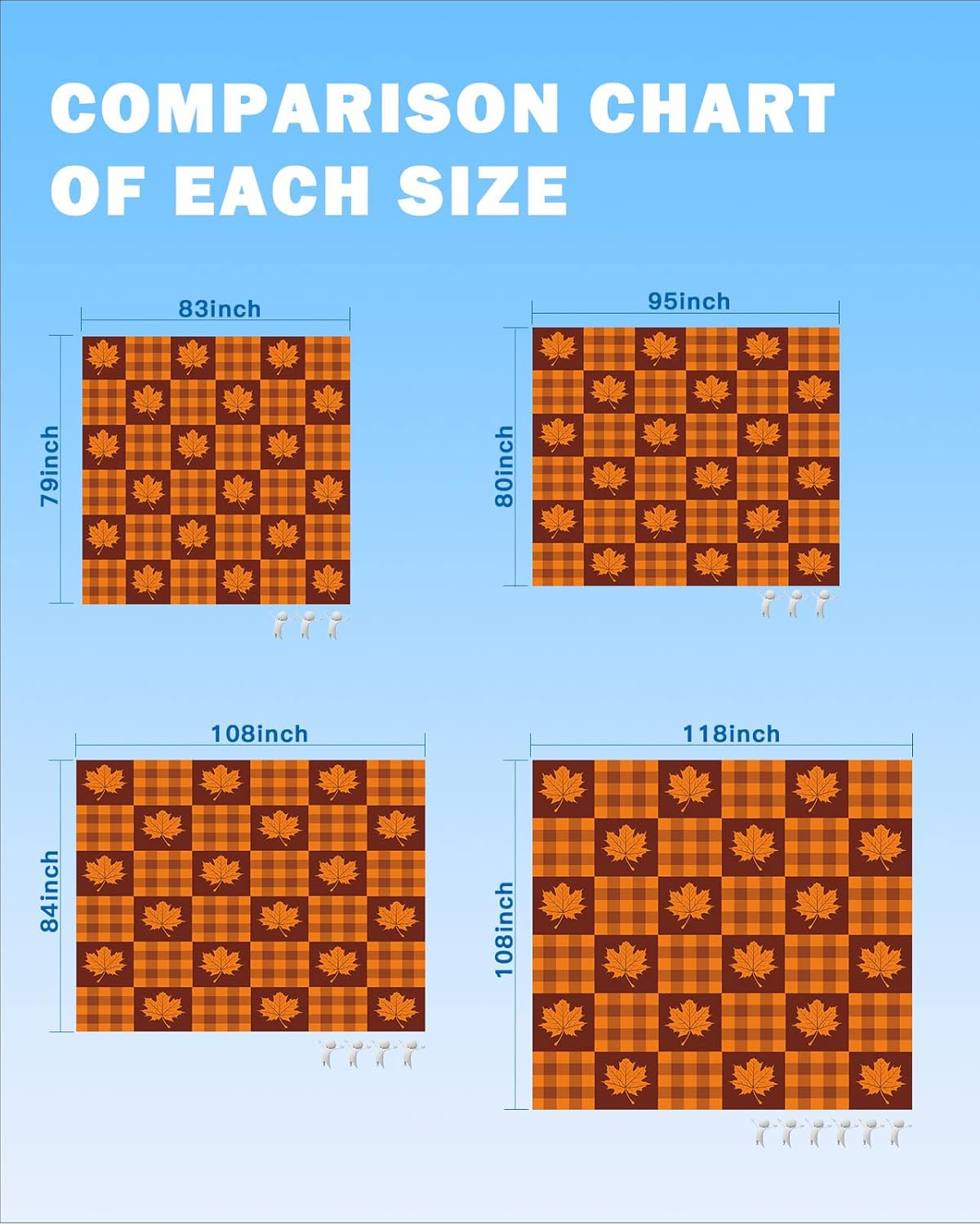 Autumn Farm Thanksgiving Leaves Buffalo Beach Blanket Waterproof Sandproof Outdoor Picnic Mat 95"x80" Autumn Orange Plaid Lightweight Large Beaach Blankets with 4 Stake & 4 Corner Pockets