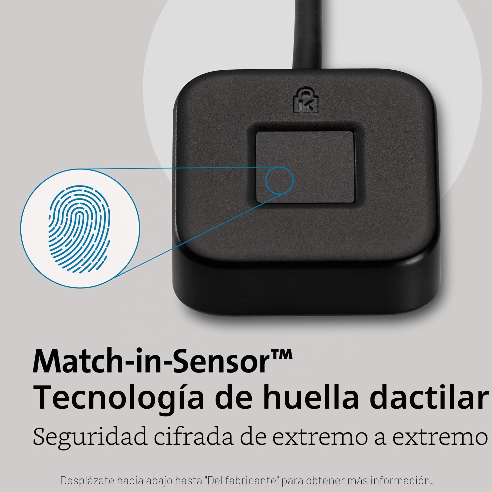 Kensington K62330WW - Lector de Huellas Dactilares de Sobremesa VeriMark, USB para PC, Portátil, Escáner Biométrico de Huellas Dactilares con Lectura de 360° Compatible con Windows 11/10 Hello | Autenticación biométrica de huellas dactilares, lector de id