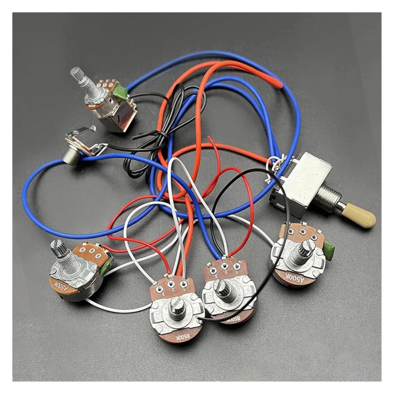 Zestaw Przewodów Do Gitary Elektrycznej Z Metalu 2V2T Gniazdo Potencjometru Przełącznik 3-drożny Do Części Gitary Elektrycznej LP(Yellow)