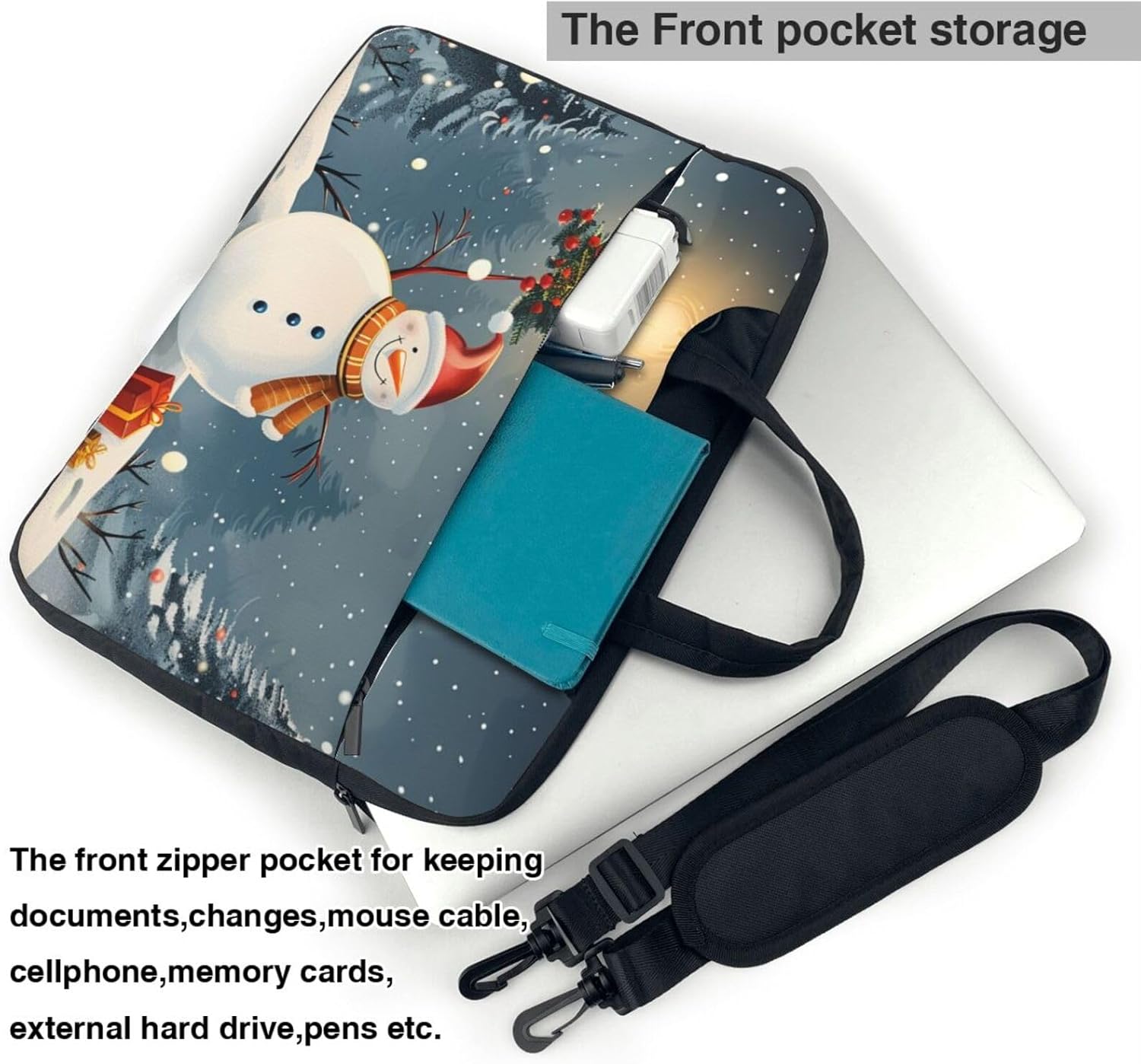 Printed Laptop Bag, Triple Layer Protection Shockproof Crossbody Laptop Shoulder Bag for Men and Women