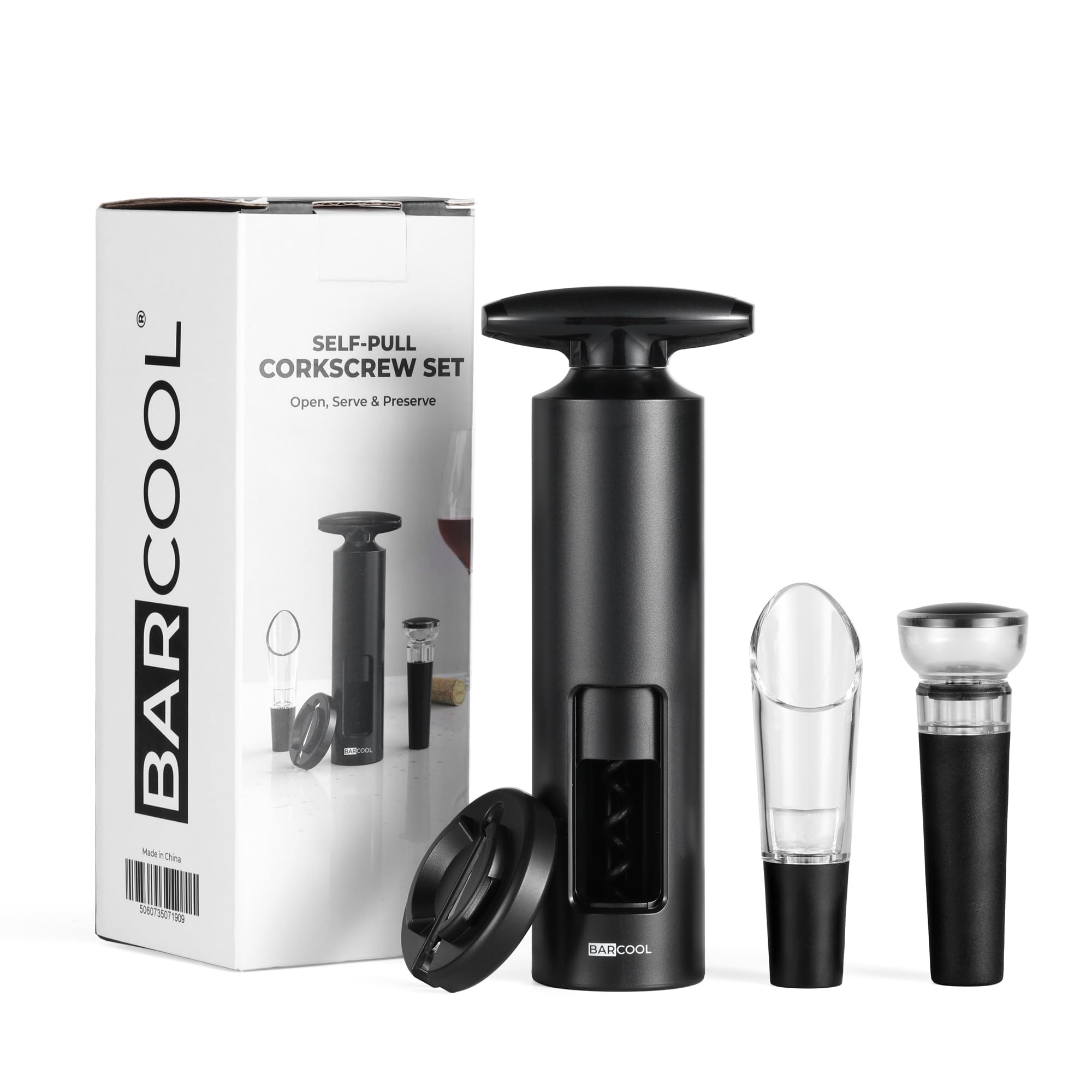 Barcool Self-Pull Wine Opener Set – Manual Corkscrew with Vacuum Pump Stopper, Drip-Free Wine Pourer & Foil Cutter – All-in-One Wine Accessories Gift Set — image 1
