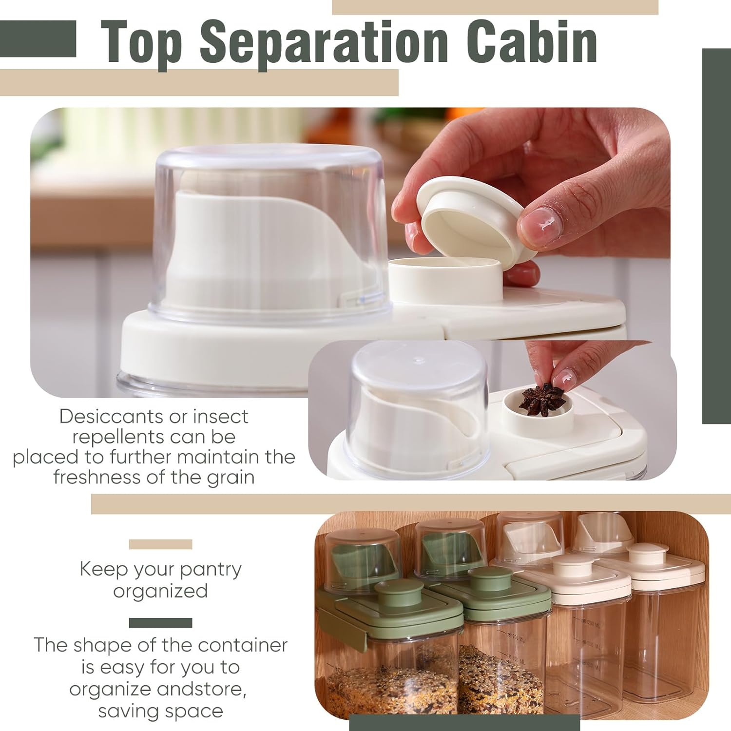 Maxdot 2 Pcs Bird Seed Storage Container 1.7 Qt/1.6 L with Tight Lids Airtight Cup Pet Food Storage Measuring Containers Lids with Pouring Spouts for Macaws African Grey Cockatoos(Beige)