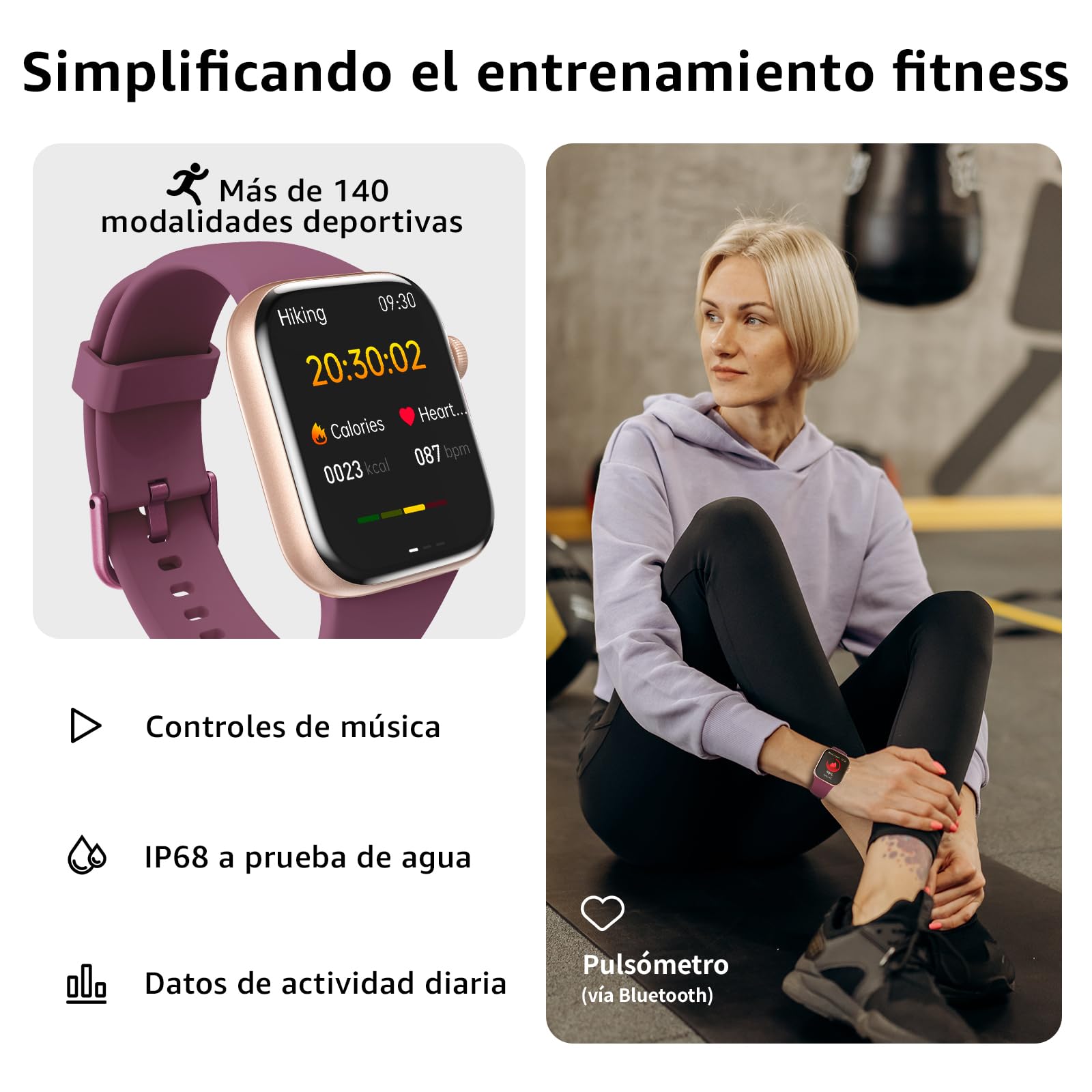 Reloj Inteligente Mujer Hombre, 1.85" Smartwatch con Llamadas Bluetooth, 140+ Modos Deportivos Smart Watch con SpO2/Pulsómetro/Monitor de Sueño/Podómetro, Impermeable IP68 Smart Watch Para Android iOS