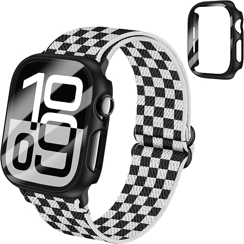 BMBEAR Braided Stretchy Elastic Loop Band with Case Compatible with Apple Watch 