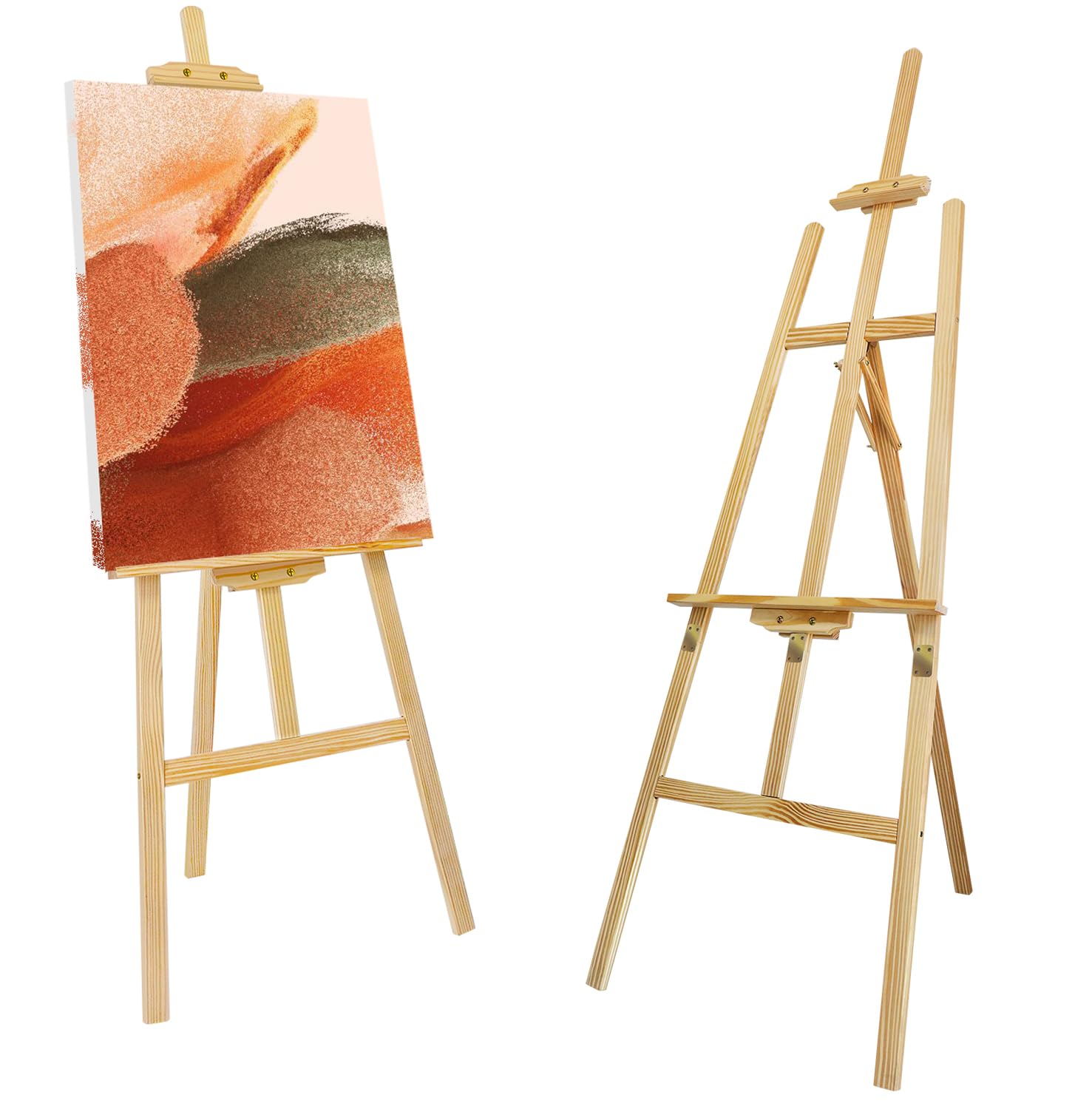 Caballete de madera grande de 175 cm, lienzos de hasta 134 cm, soporte de lienzo ajustable, caballete de madera, caballete, caballete, caballete de pie, caballete para pintura artística y publicidad