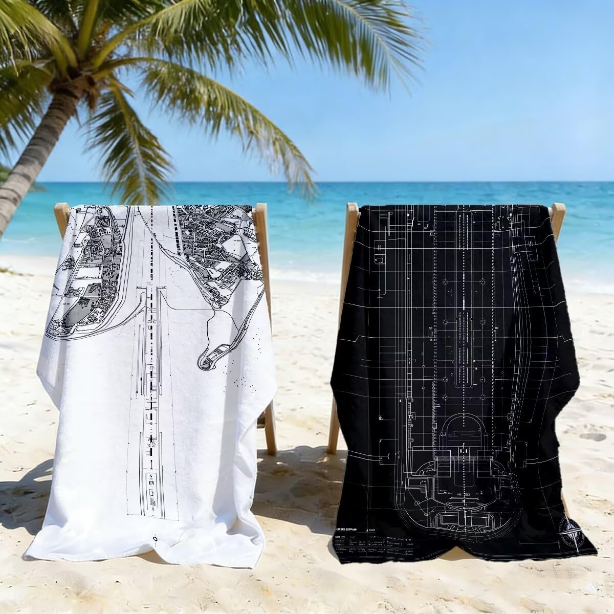 Toalla Playa 80x160 cm, Toalla Gimnasio Microfibra Secado Rapido, Juego de 2 Antiarena Toallas de Playa, Ligera Compacta Toallas Microfibra Grande para Viaje, Regalo Hombre Mujer (Paisaje) -4155