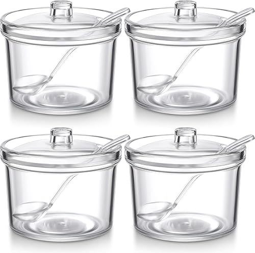 Miniatura 1 de Patelai Azucarero de acrílico transparente con tapa cuchara de sal tarro de azúcar con tapa para azúcar sal té especias hierbas condimentos 71 onzas
